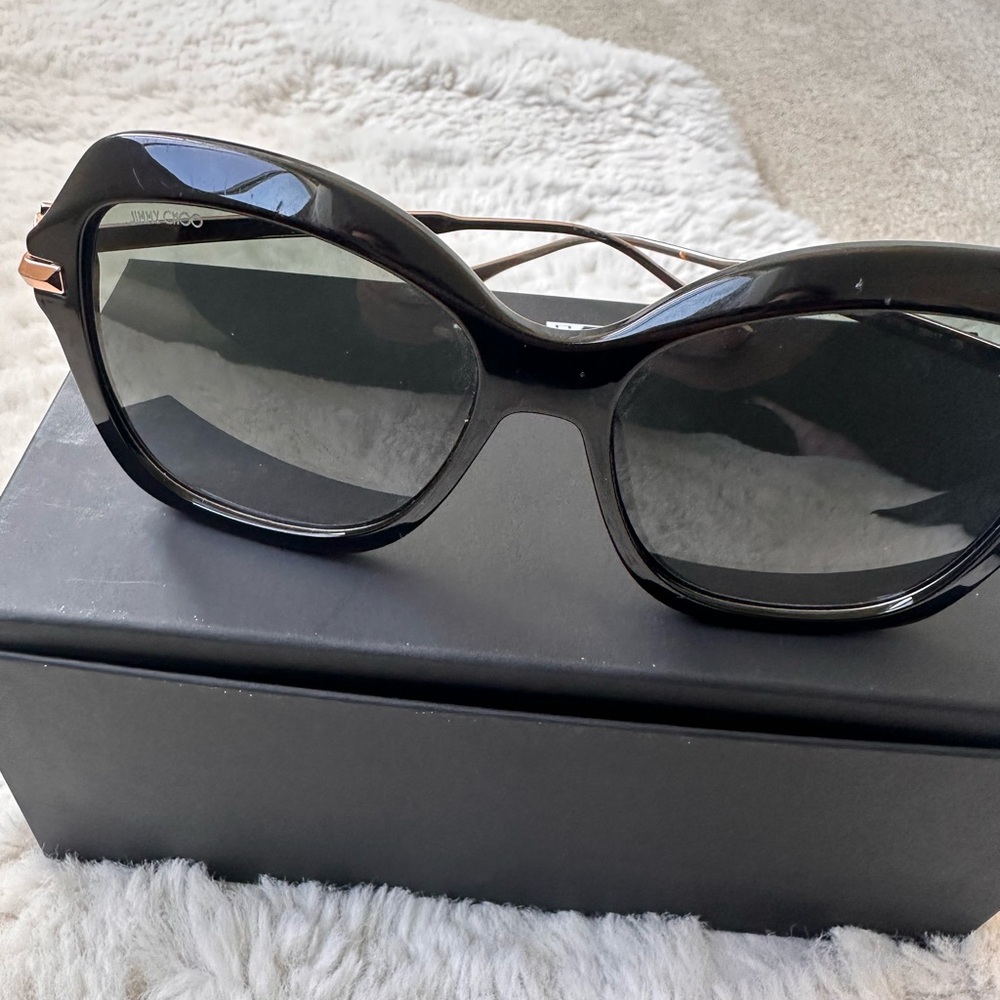 Jimmy Choo Oversized Black Sunglasses with Glossy Finish